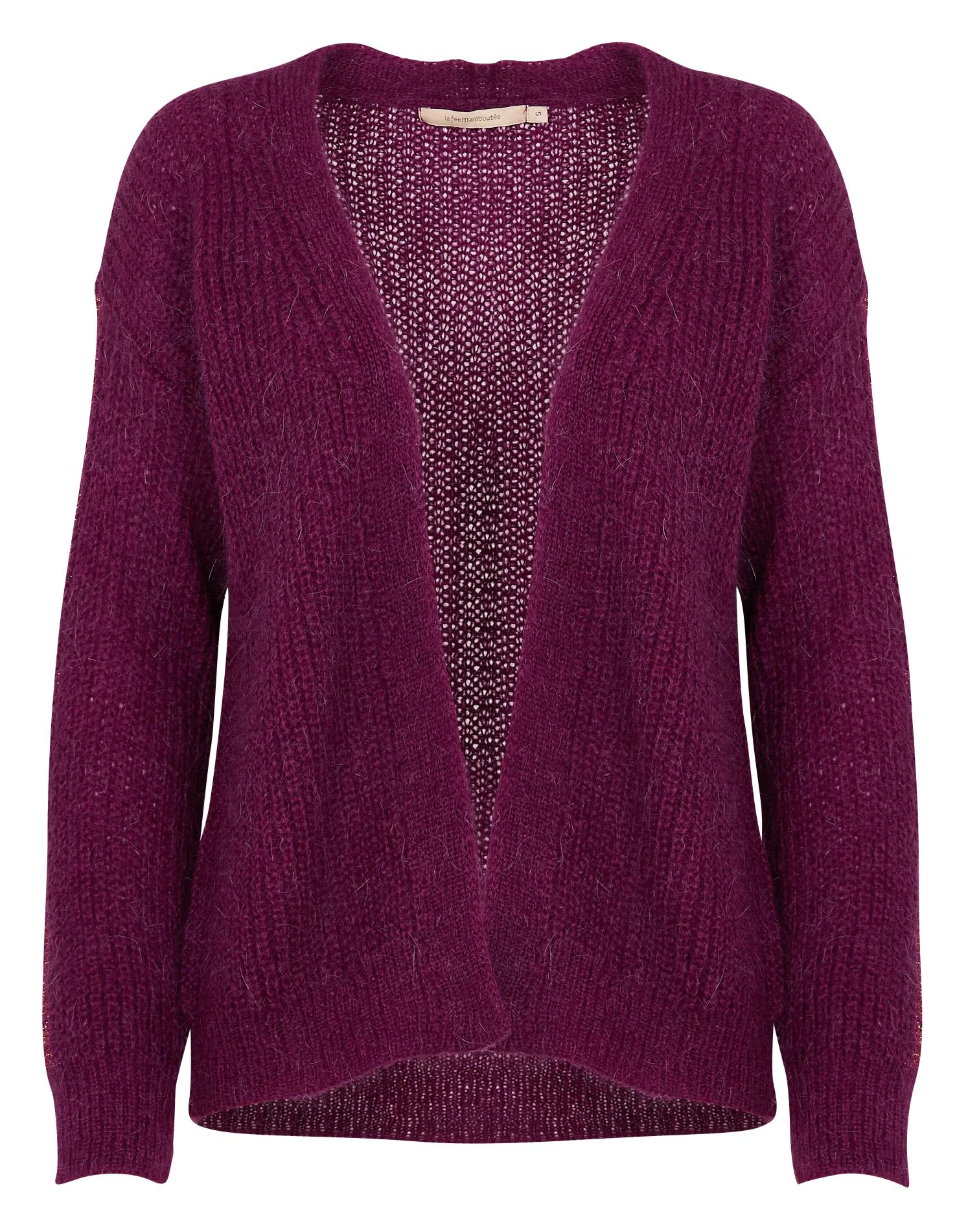 Gilet violet ouvert avec détail lurex manches