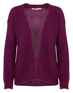 Gilet violet ouvert avec détail lurex manches