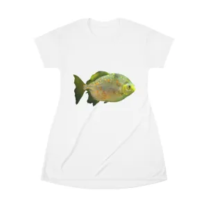 Green Fish with Specs All Over Print T-Shirt Dress