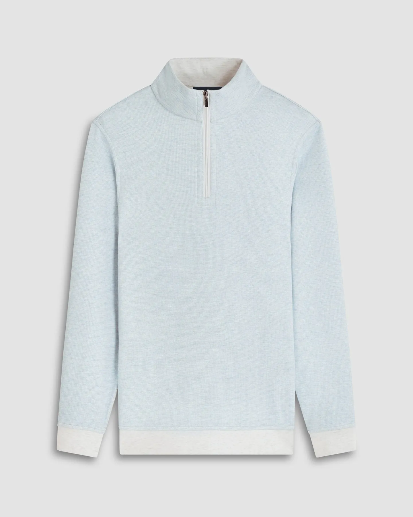 HEATHERED MICRO PRINT 1/4 ZIP PULLOVER - CHALK