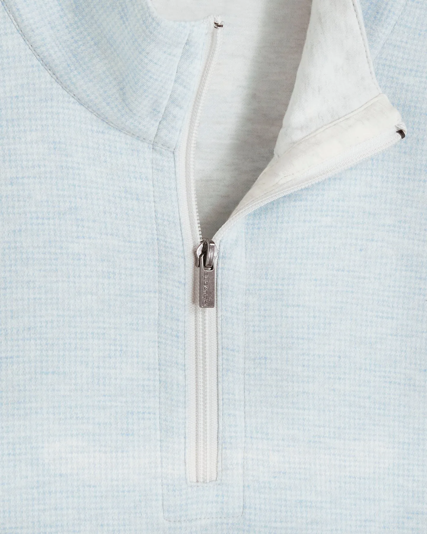 HEATHERED MICRO PRINT 1/4 ZIP PULLOVER - CHALK