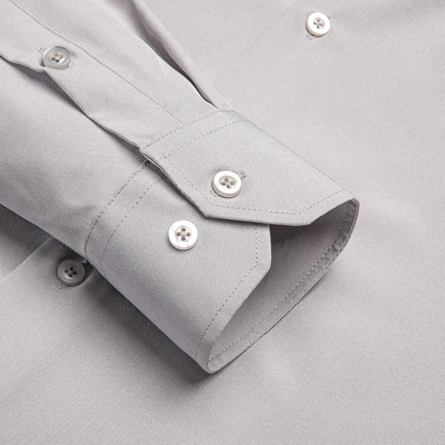 Hi-Tie Light Gray Dress Shirt Luxury Grey Solid Mens Long Sleeve Shirt