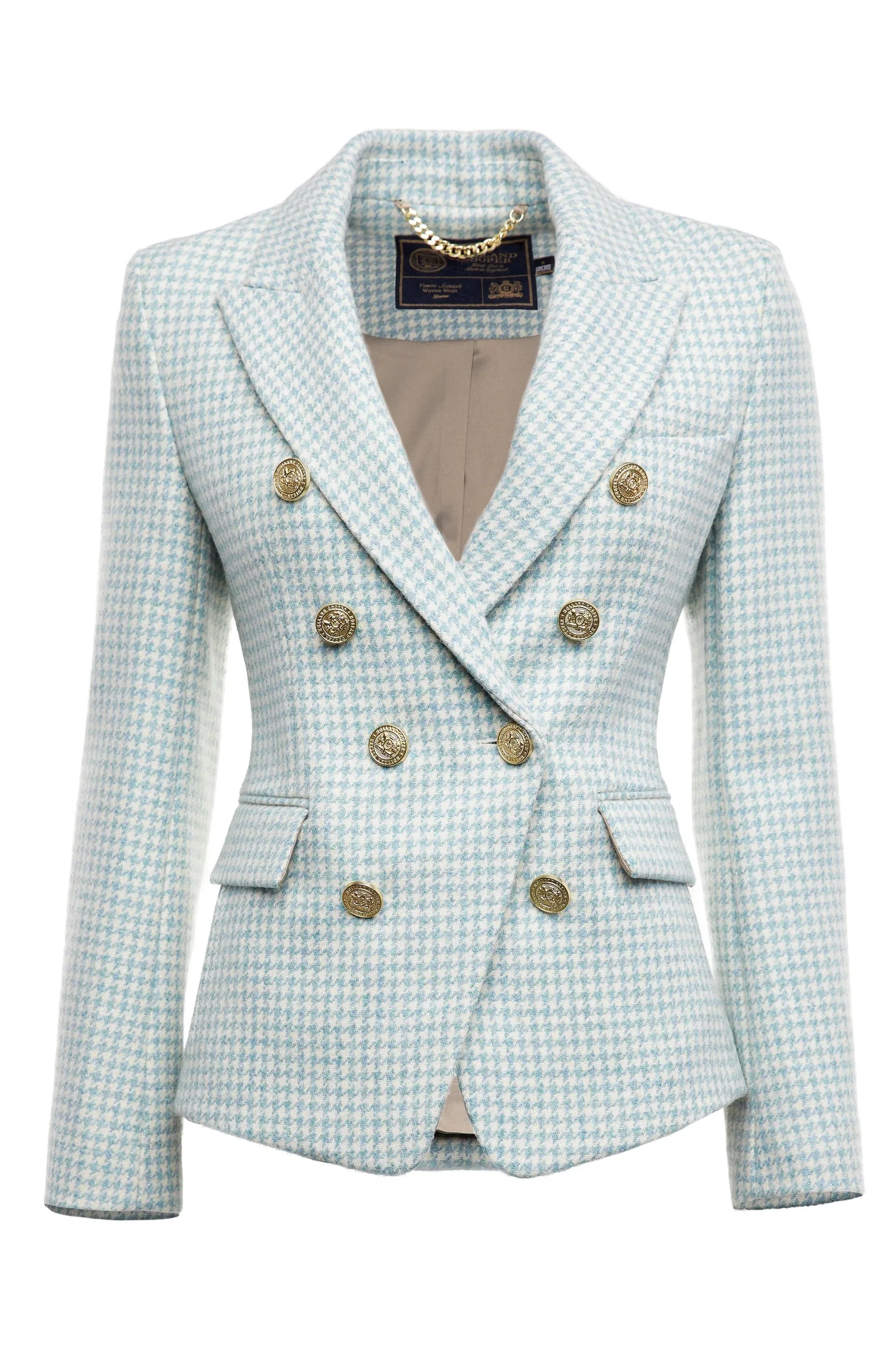 Holland Cooper Knightsbridge Ladies Blazer in Teal Houndstooth