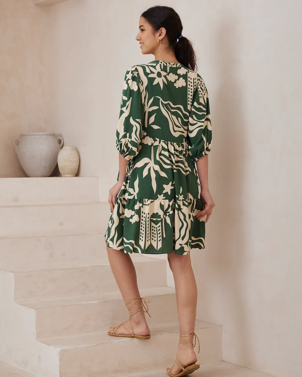 Jayla Dress - Bottle Green Print