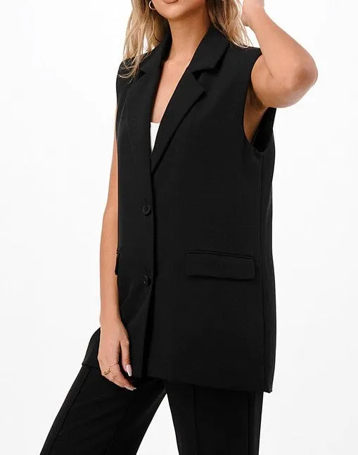 Lala Sleeveless Blazer Vest // Black or White