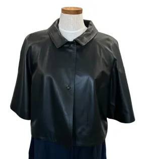 Lido Crop Leather Jacket Black