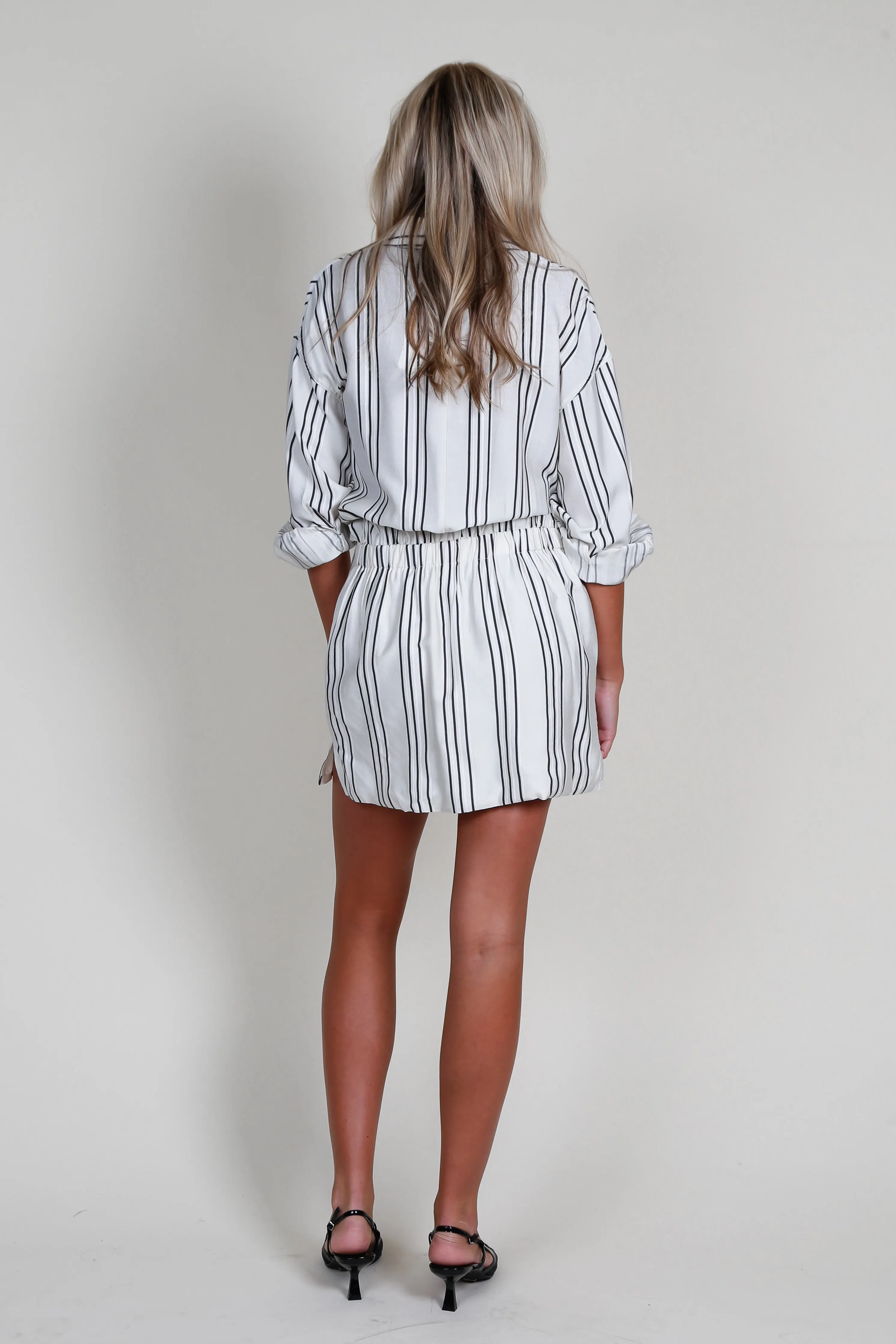 LINE & DOT | Freddie Stripe Mini Dress - Taupe & Grey