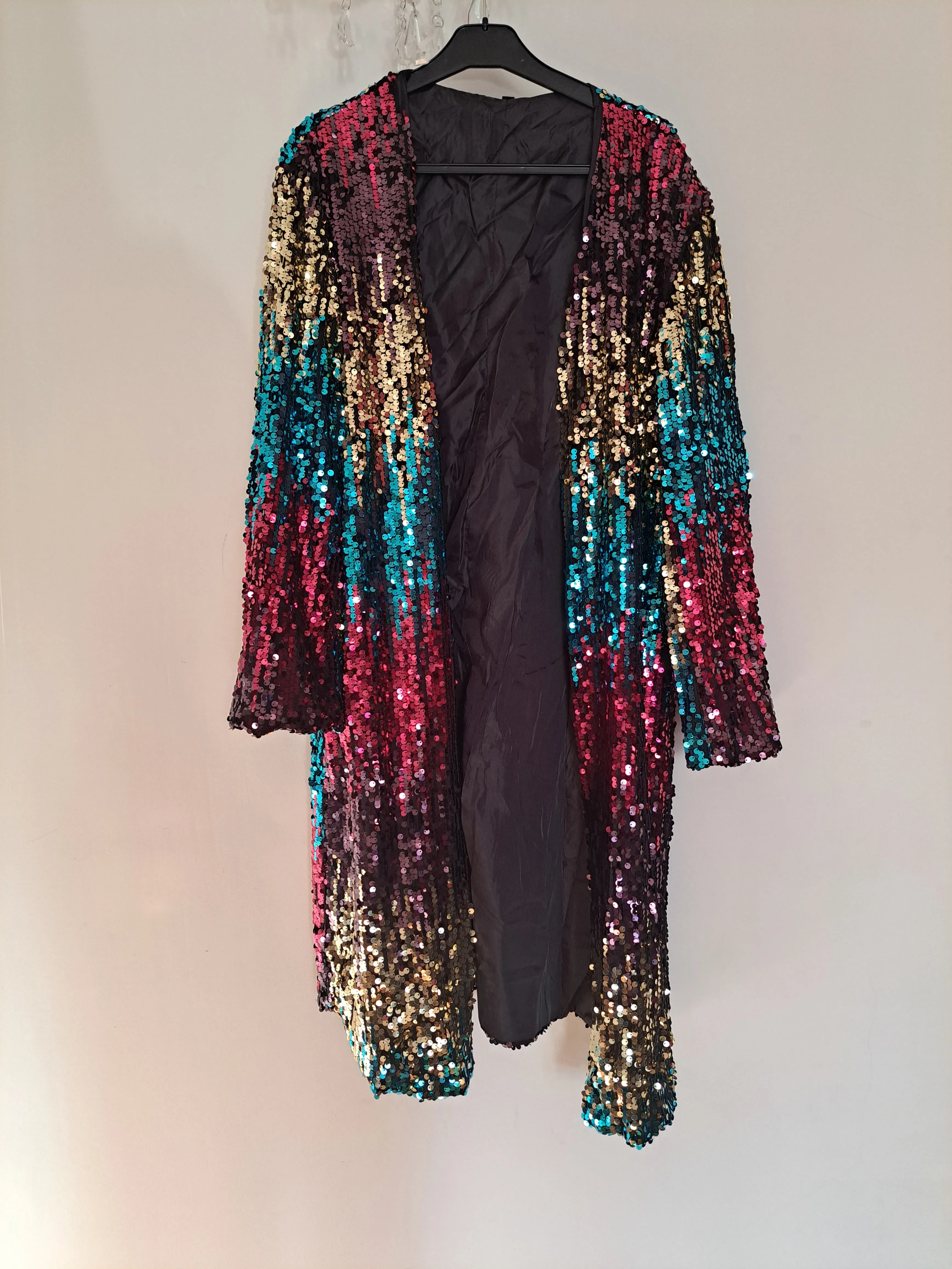 Long Sleeve Multicolour Sequin Longline Jacket