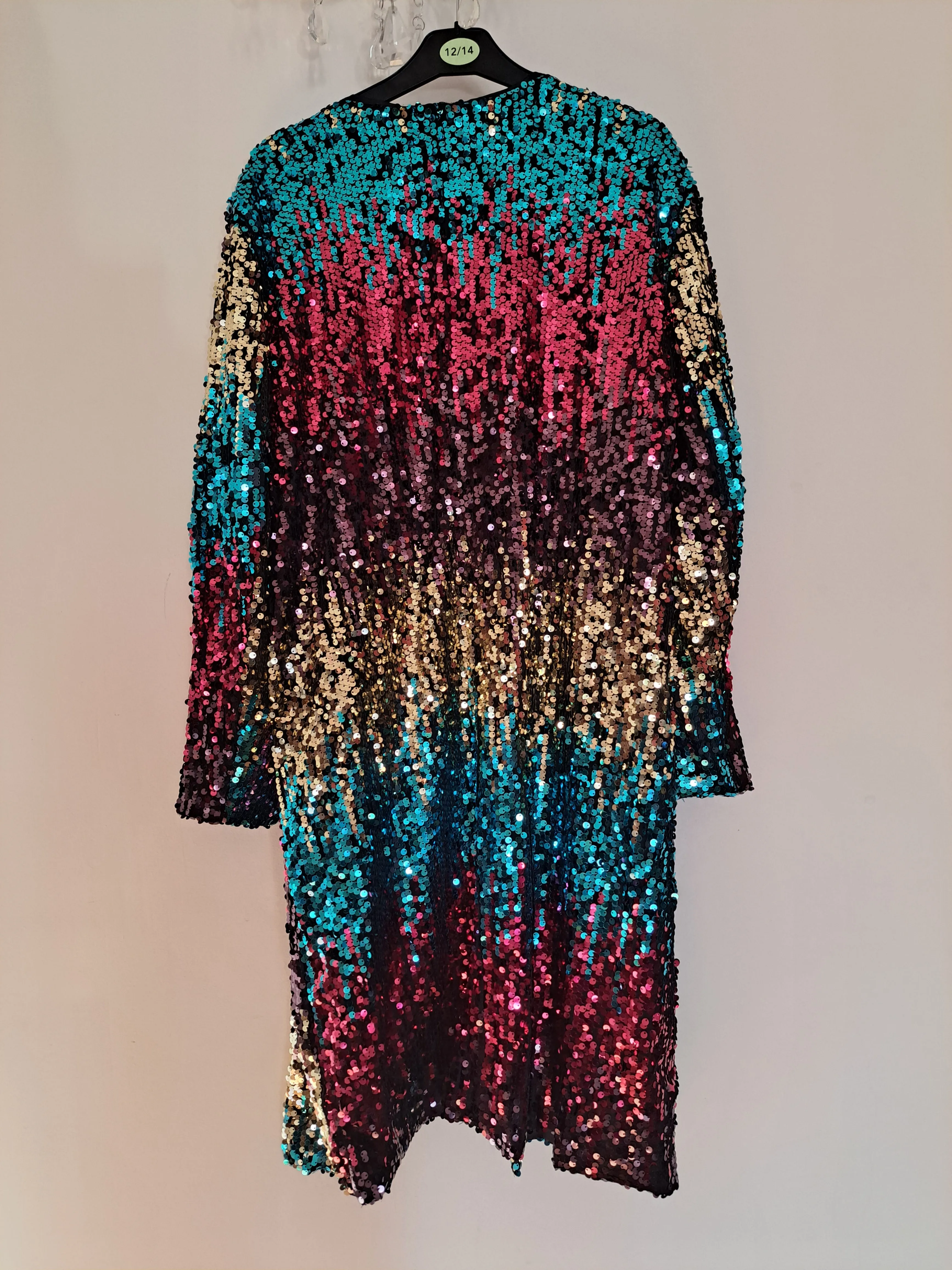 Long Sleeve Multicolour Sequin Longline Jacket