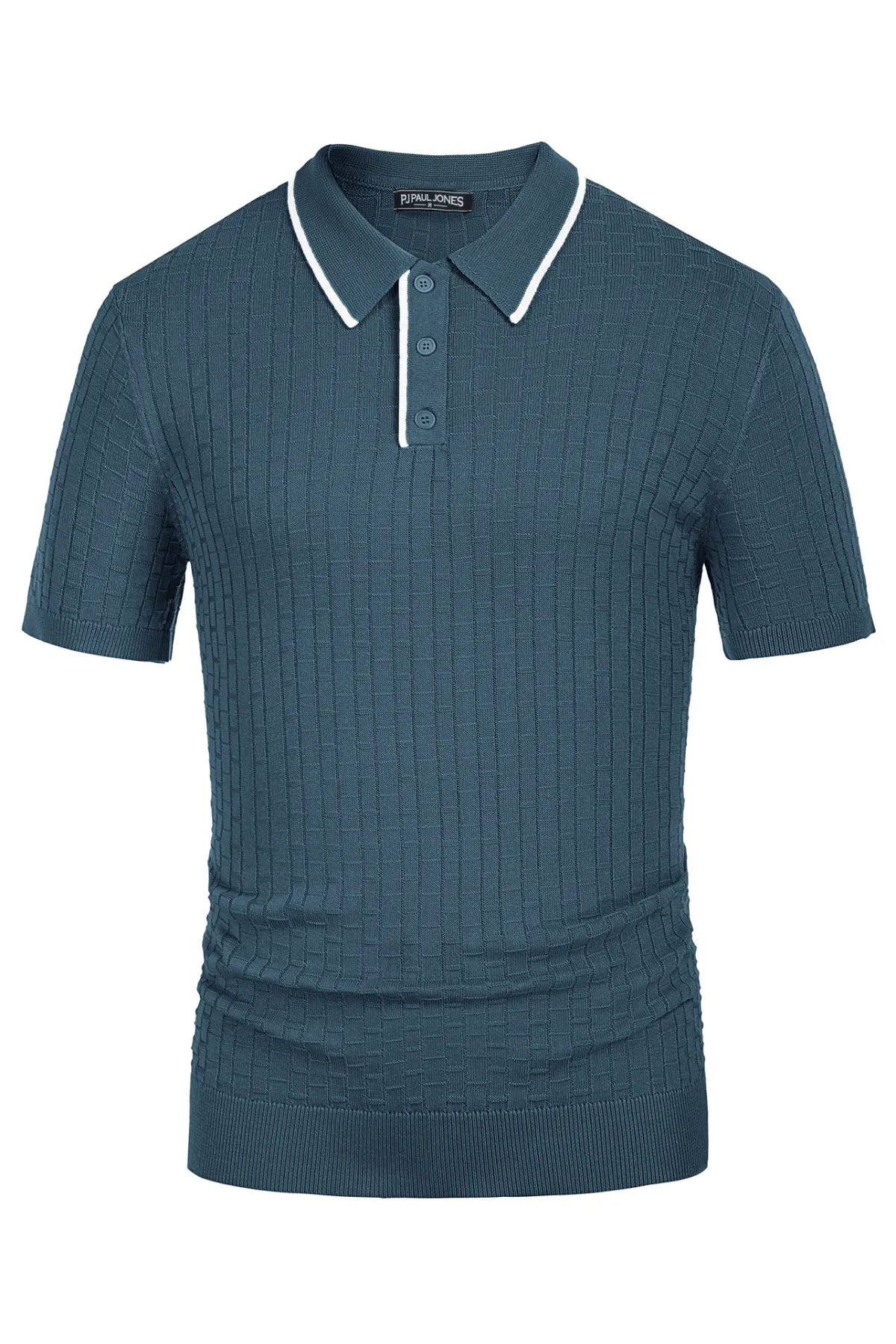 Mens Knitted Polo Shirts Short Sleeve Texture Golf Polo Pullover Shirts Casual Breathable Polo Shirts