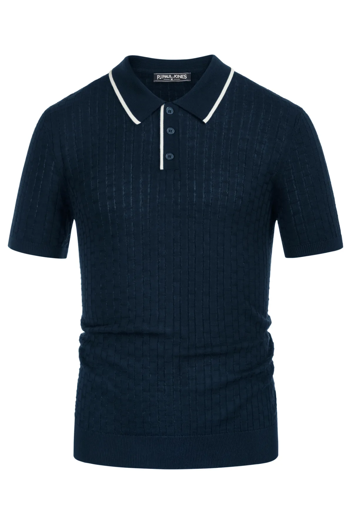 Mens Knitted Polo Shirts Short Sleeve Texture Golf Polo Pullover Shirts Casual Breathable Polo Shirts