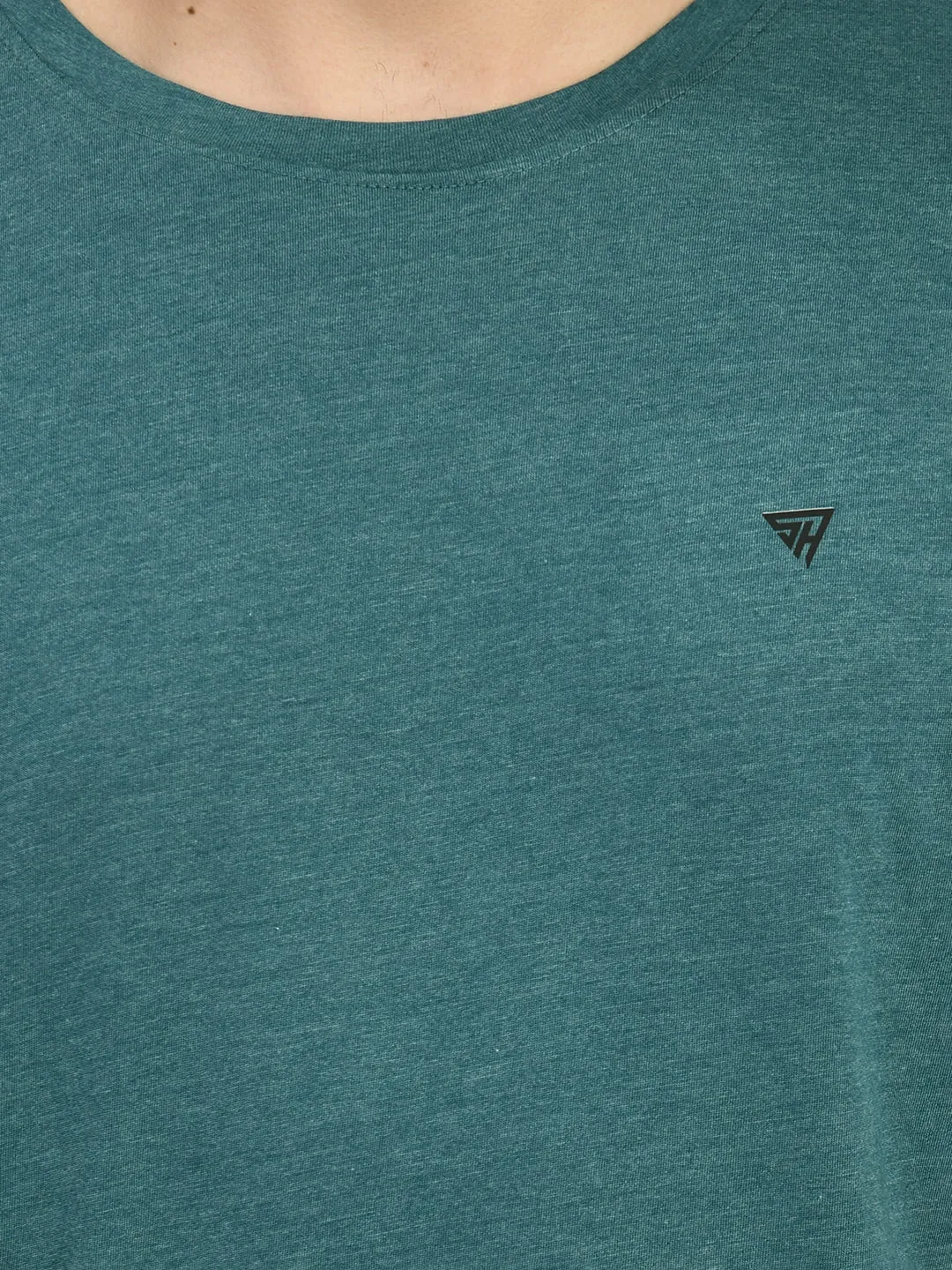 Men's Pine Green Solid Round Neck T-Shirt