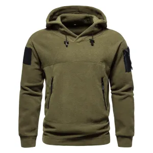 Men's Polar Fleece Hooded Outdoor Tactical Hoodie