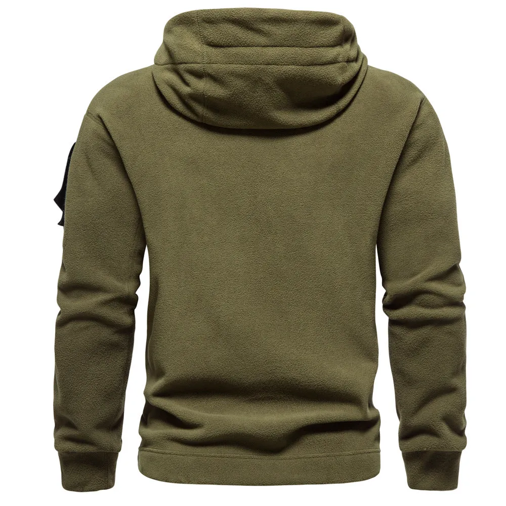 Men's Polar Fleece Hooded Outdoor Tactical Hoodie