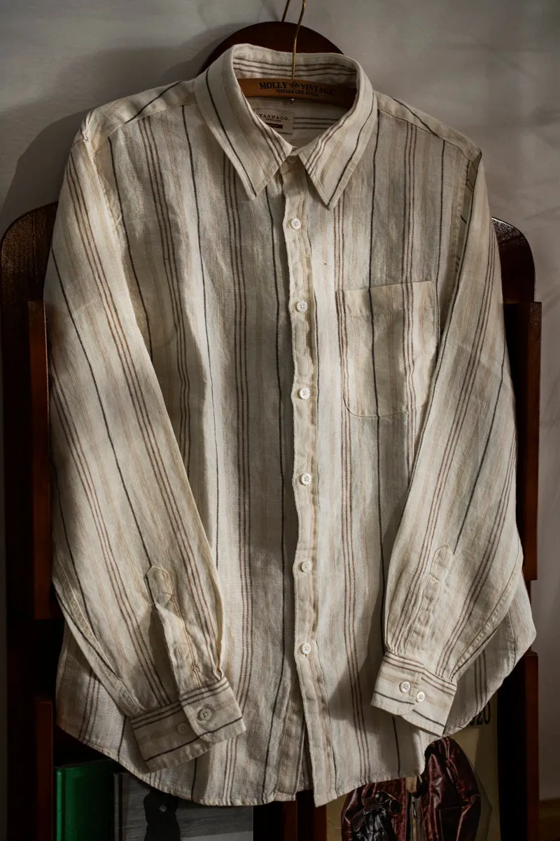 Men's Striped Linen Long Sleeves Shirt