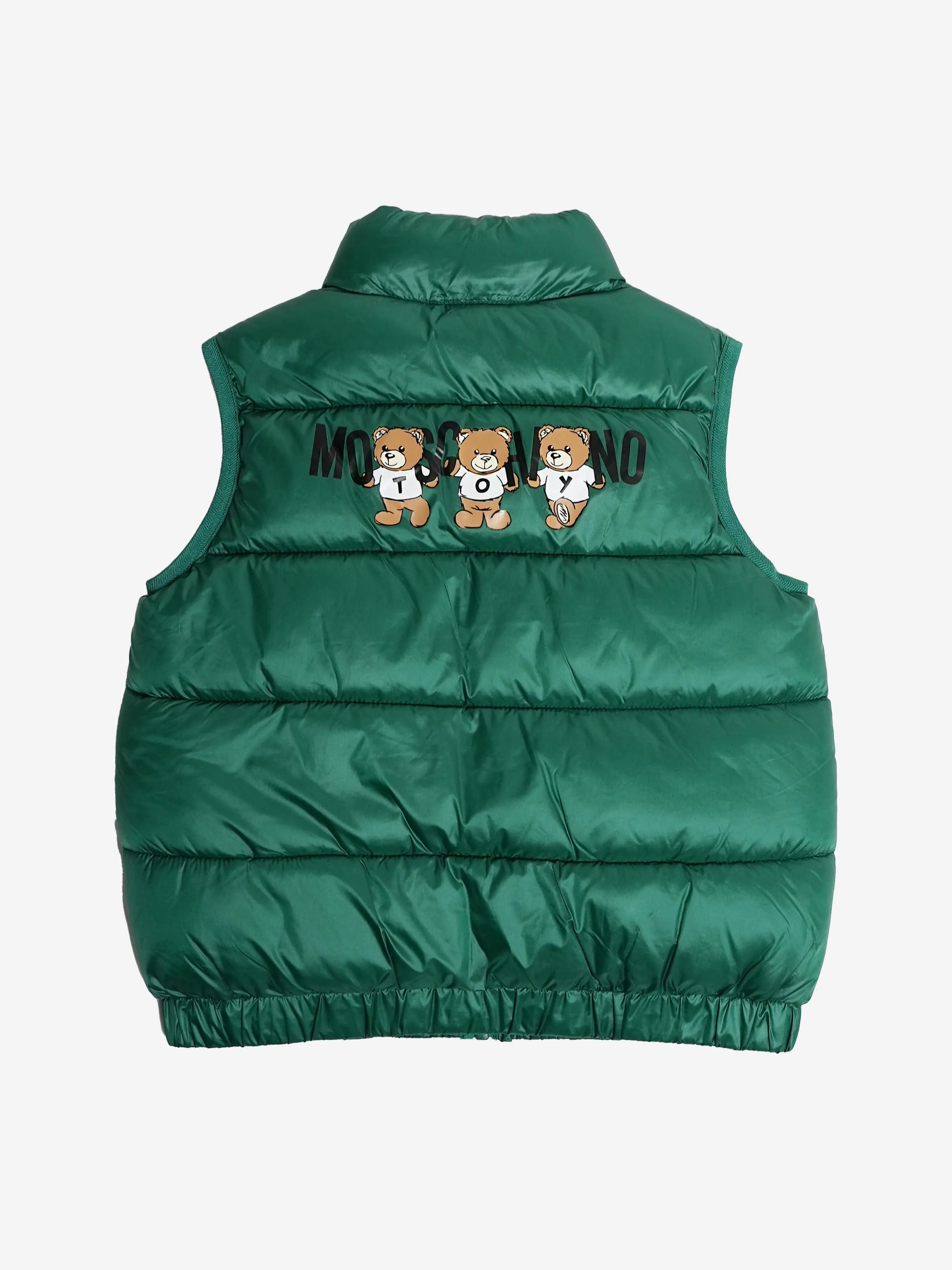 Moschino Kids Bear Logo Gilet in Green