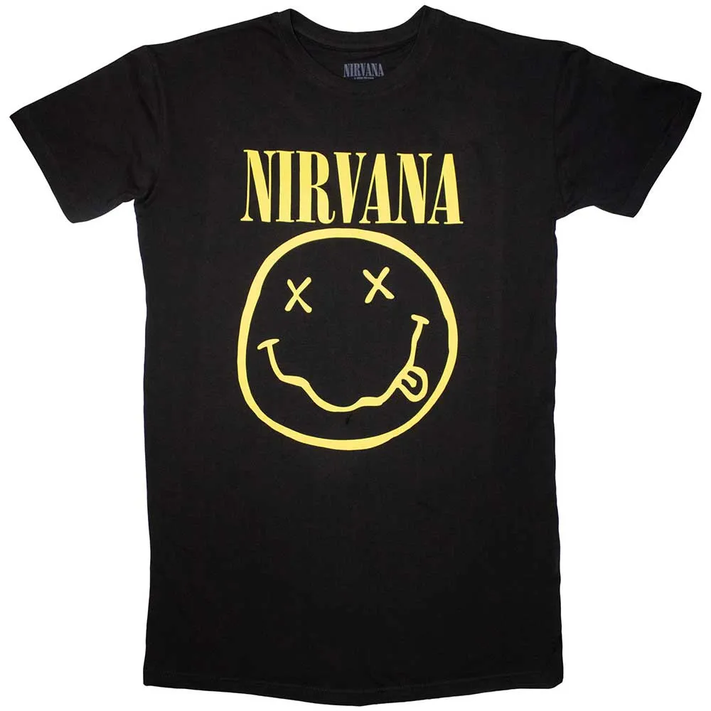 Nirvana Ladies T-Shirt Dress: Yellow Happy Face