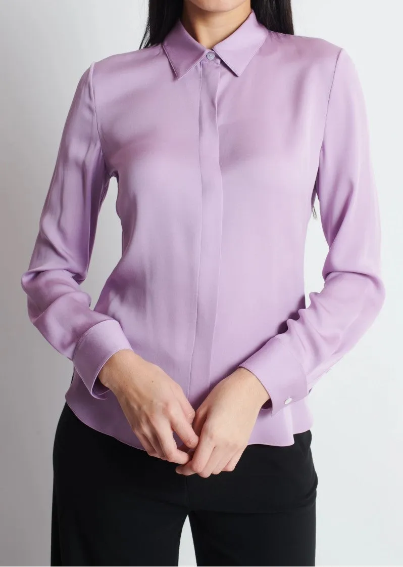 Nonothing | Pure silk button down shirt in purple