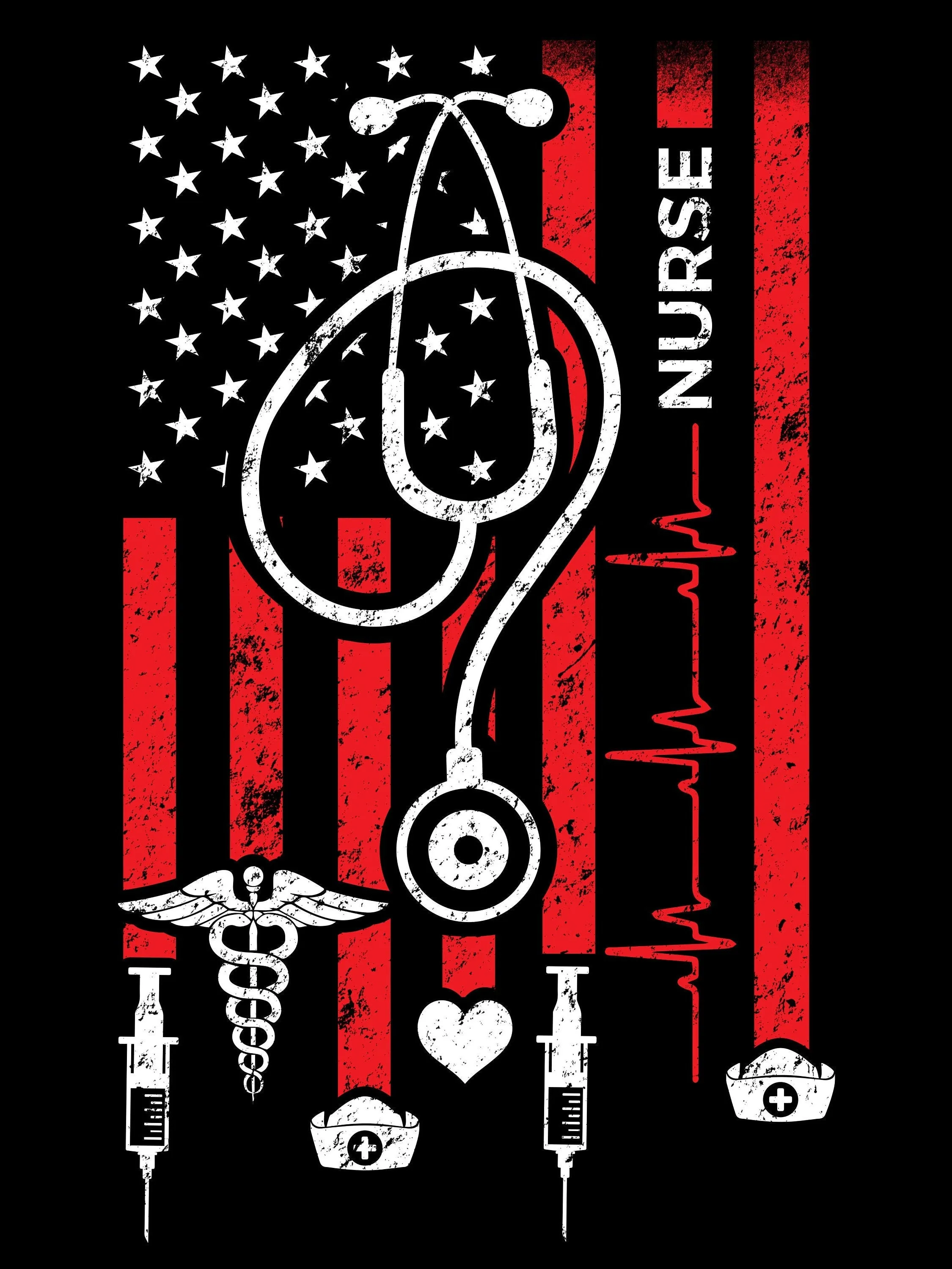 Nurse American flag Patriotic Flag shirt | Patriotic Flag Shirt | Nurse Shirt | Unisex T-shirt | Heart beat shirt