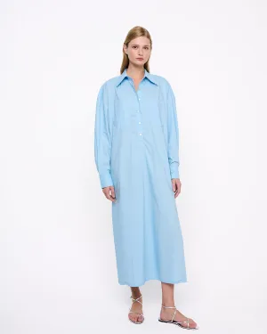 Oversize Midi Shirt Dress Sky Blue