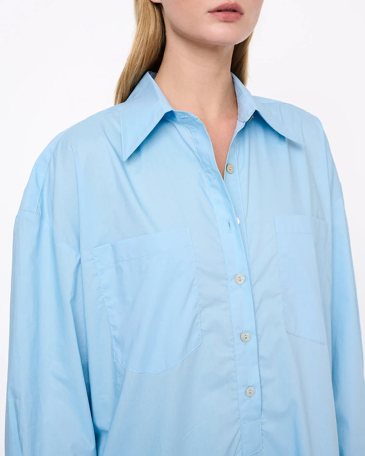 Oversize Midi Shirt Dress Sky Blue