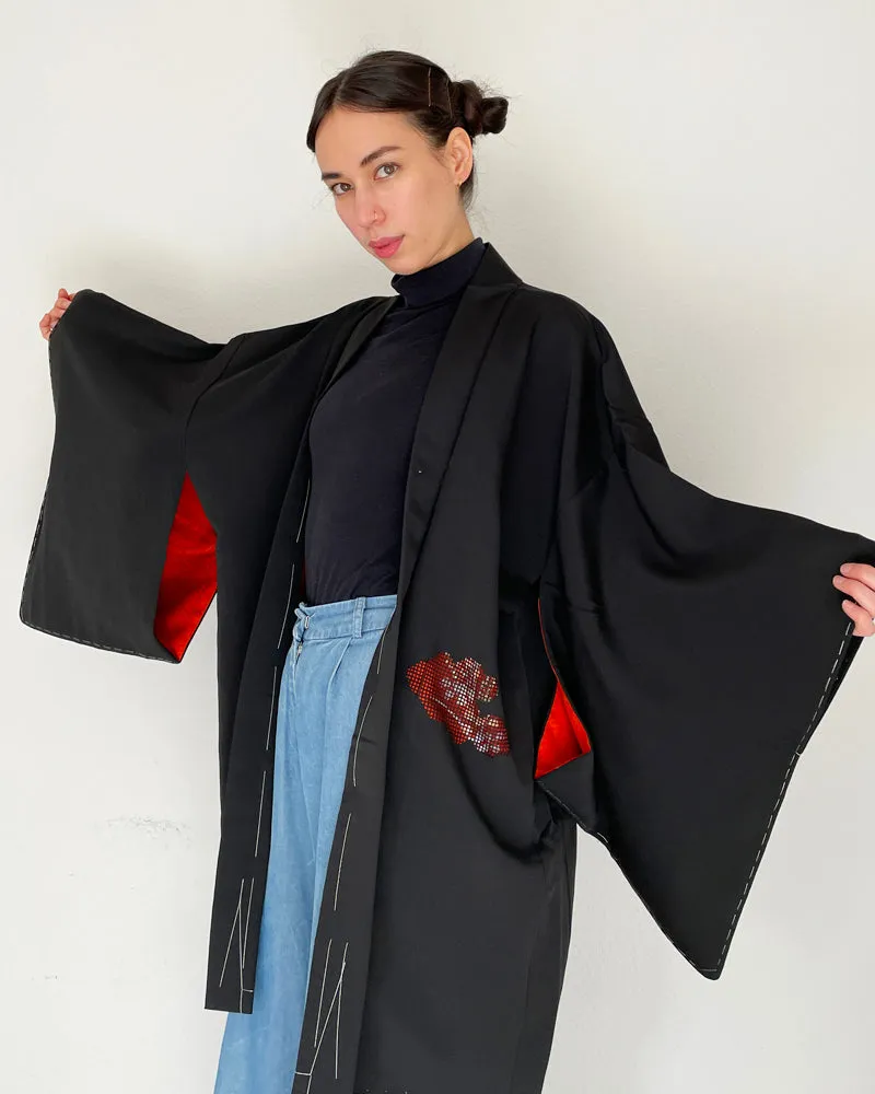 Peek-A-Boo Black Haori Kimono Jacket