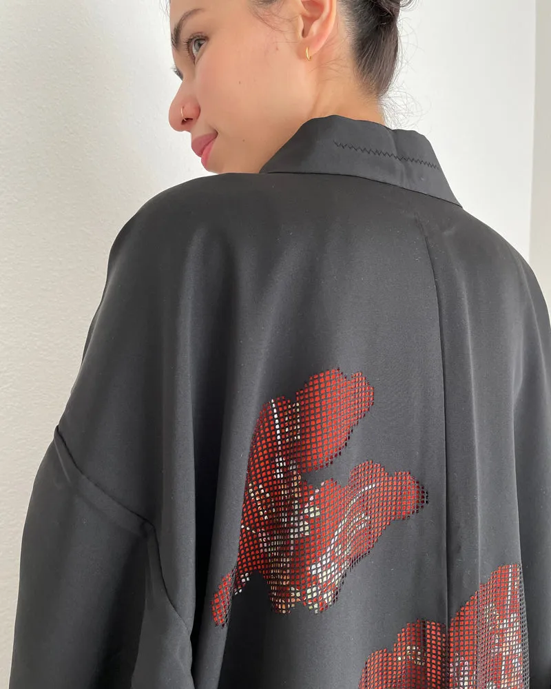 Peek-A-Boo Black Haori Kimono Jacket