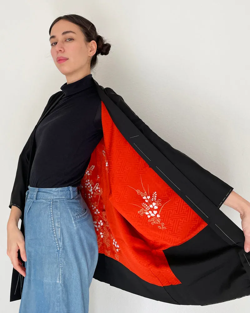 Peek-A-Boo Black Haori Kimono Jacket