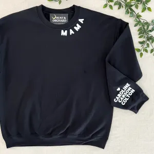 Personalized Mama Pullover (add up to 4 names) - Black