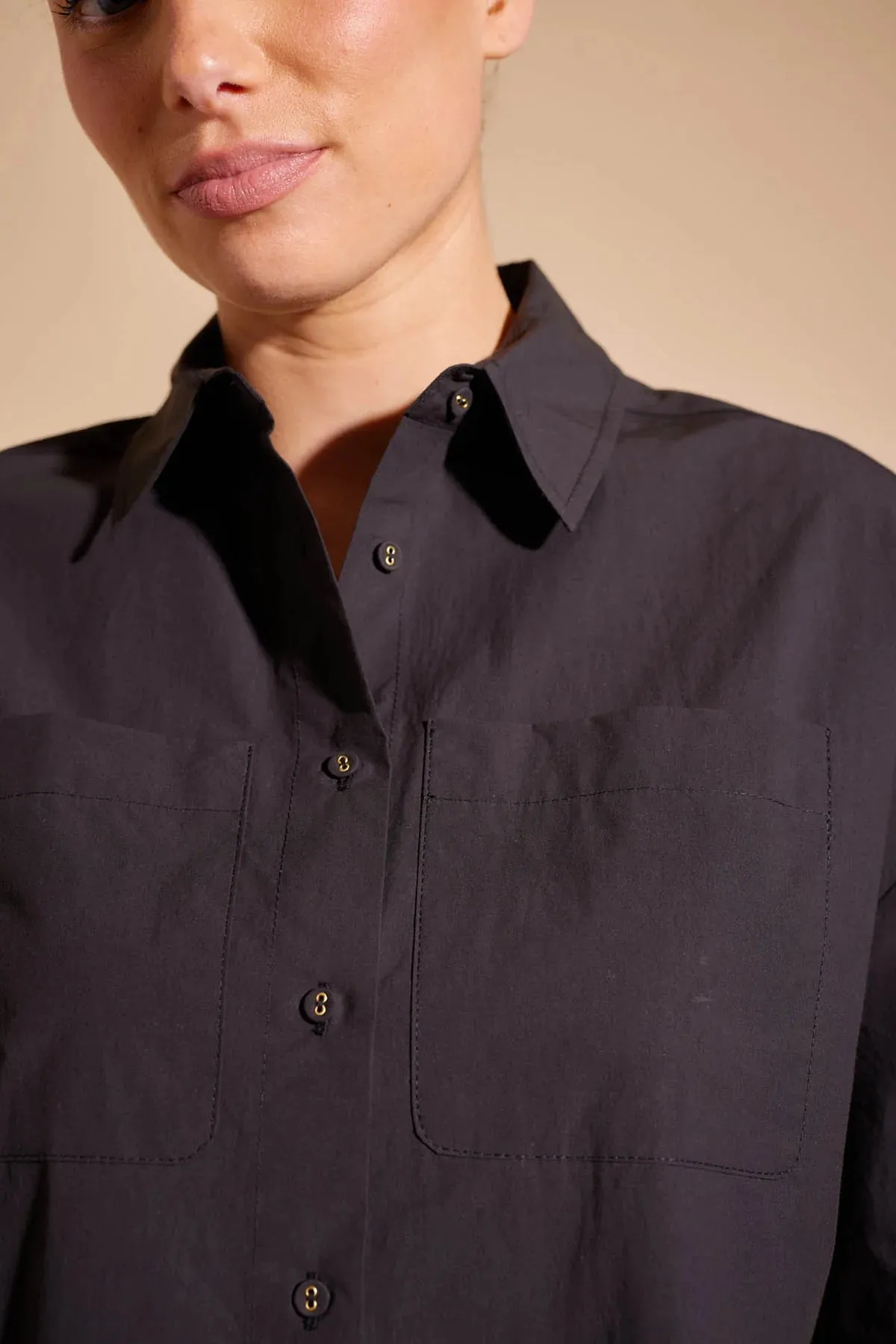 POPPY PIMA COTTON SHIRT | Black