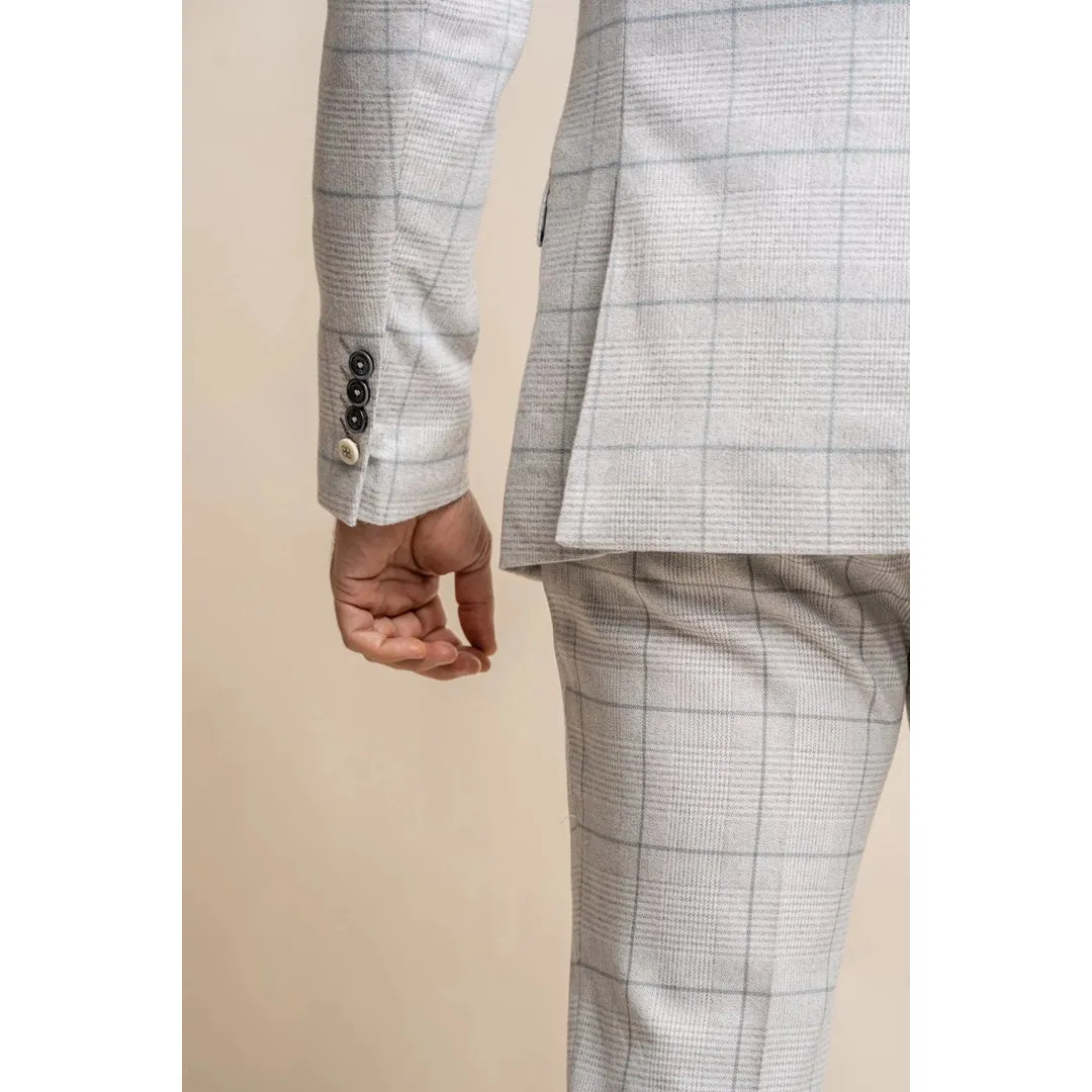 Radika - Men's Light Grey Check Blazer