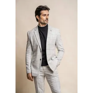 Radika - Men's Light Grey Check Blazer