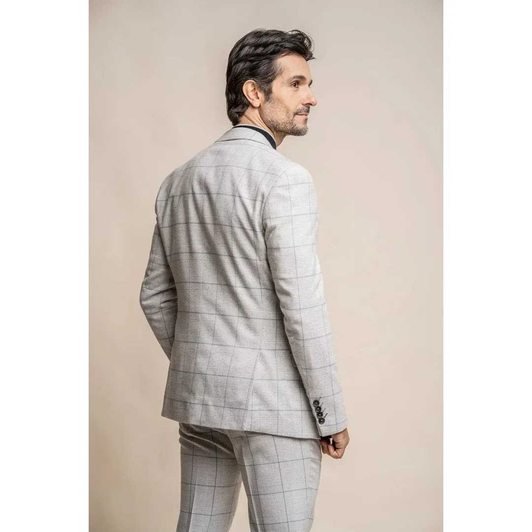 Radika - Men's Light Grey Check Blazer