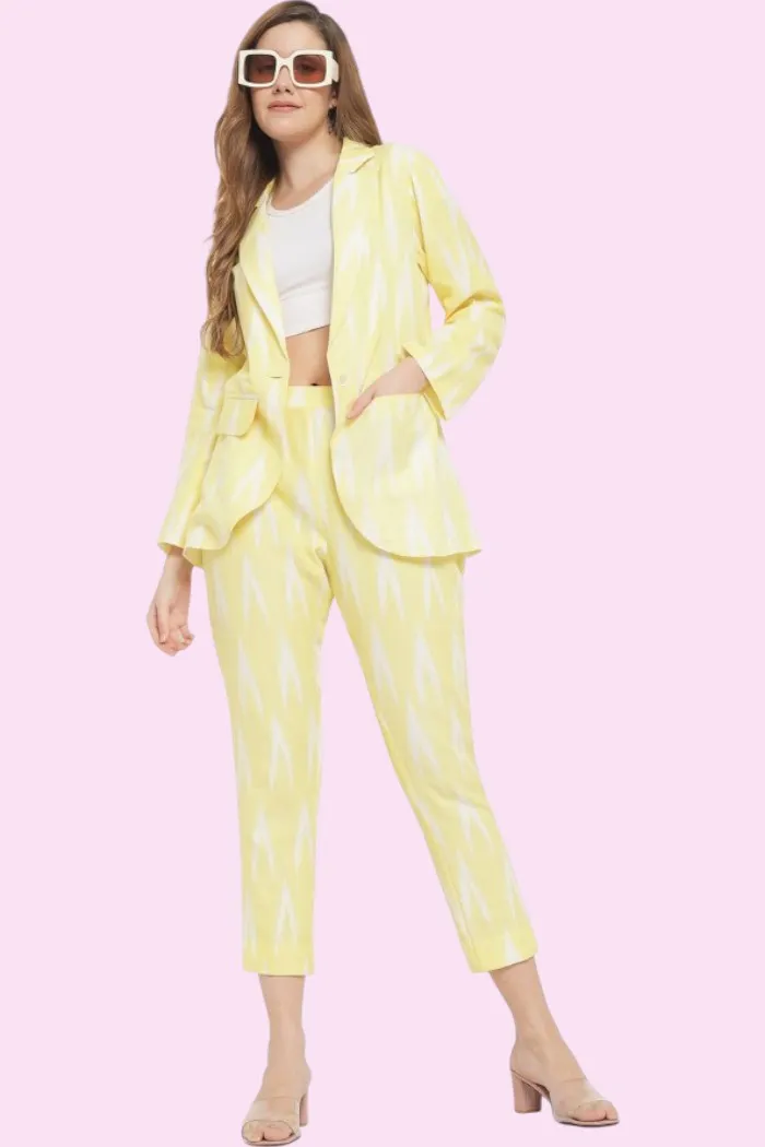 RAMAJIKK I AM CANARY IKAT BLAZER PANT CO-ORD SET