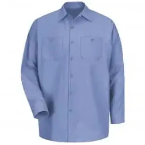 RED KAP - Long Sleeve Industrial Work Shirt, Light Blue