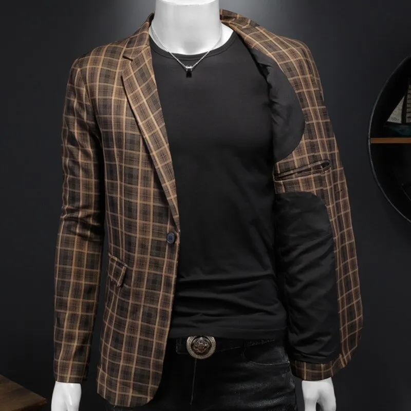 Retro Brown Plaid Blazer