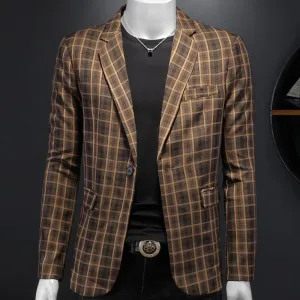 Retro Brown Plaid Blazer