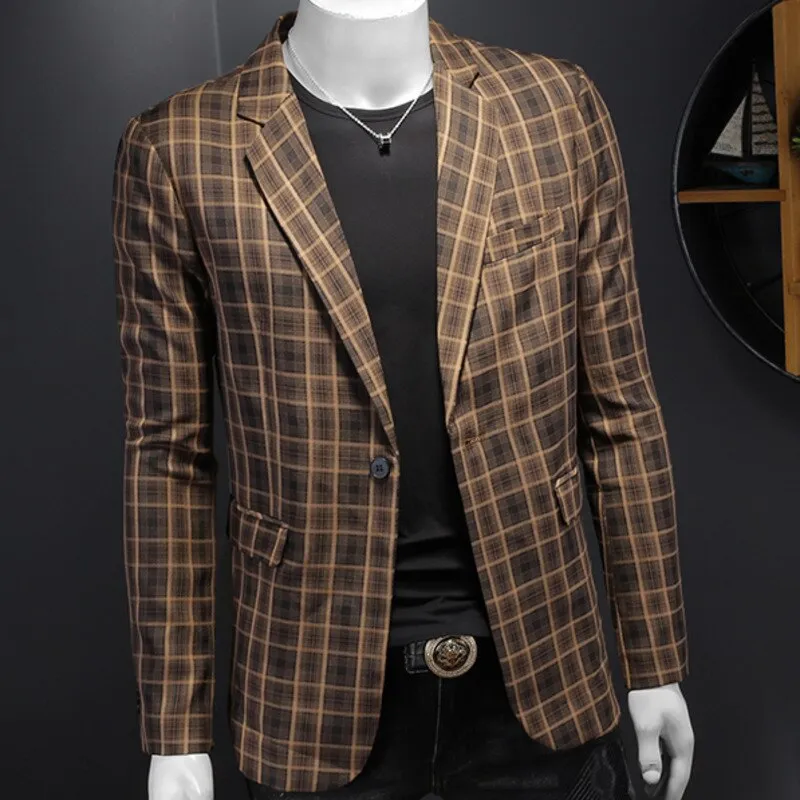 Retro Brown Plaid Blazer