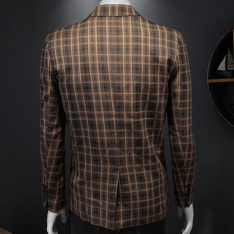 Retro Brown Plaid Blazer