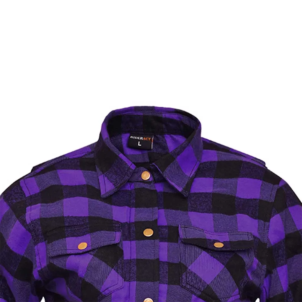 RIDERACT® Women's Reinforced Flannel Shirt Road Series Purple