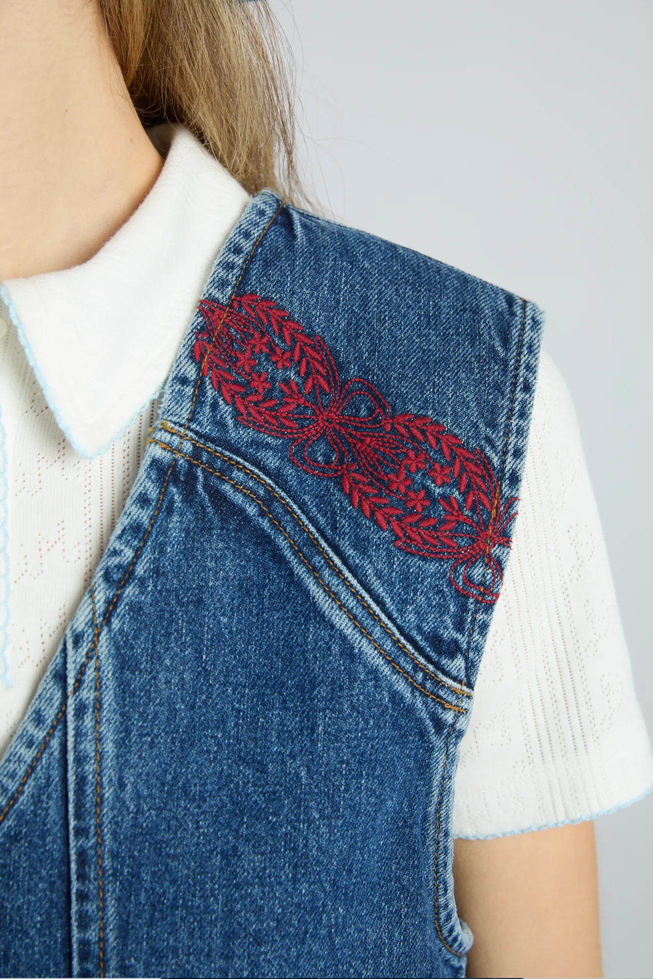 rita vest - texas wash & embroidery