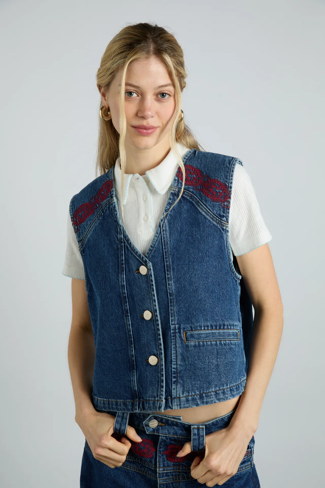 rita vest - texas wash & embroidery