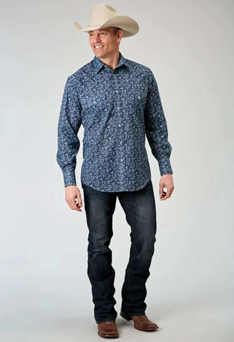 Roper Floral Print (Blue) - Men's Western Shirt