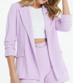 Ruched Sleeved Plain Blazer (5 Colours)