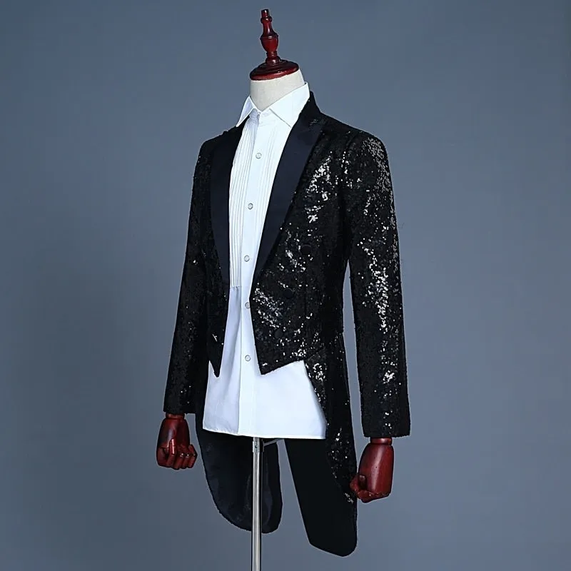 Splendid Sequin Tuxedo Costume Style Men Slim Blazer