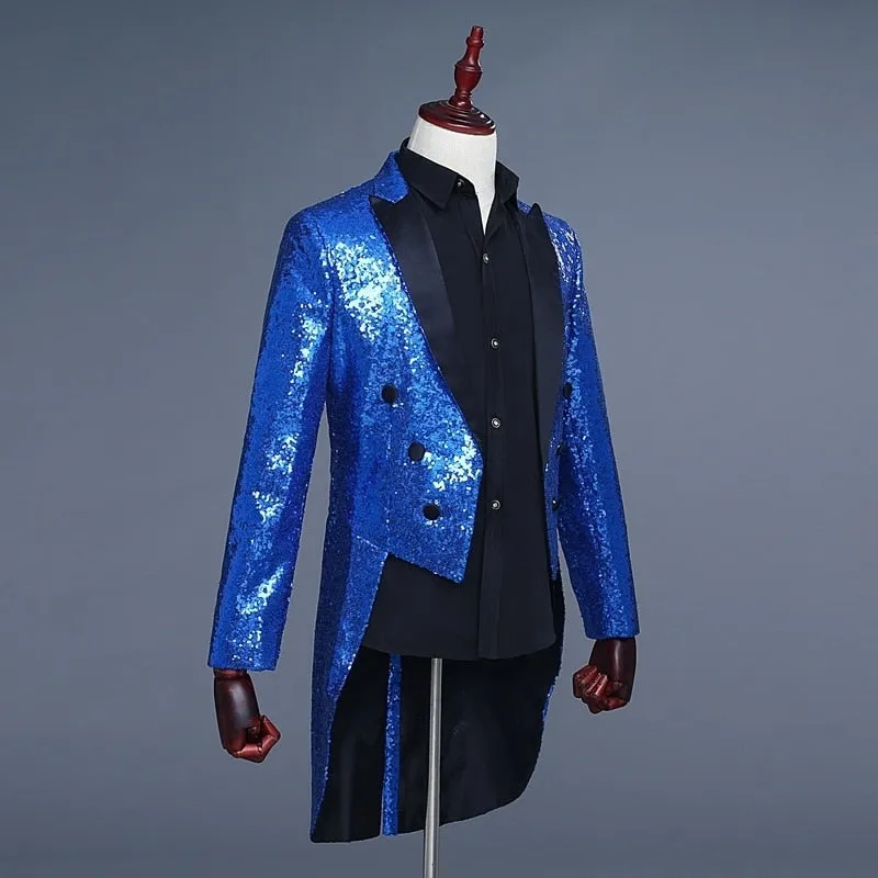 Splendid Sequin Tuxedo Costume Style Men Slim Blazer