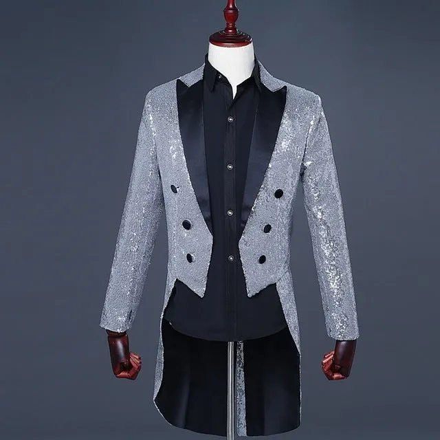 Splendid Sequin Tuxedo Costume Style Men Slim Blazer