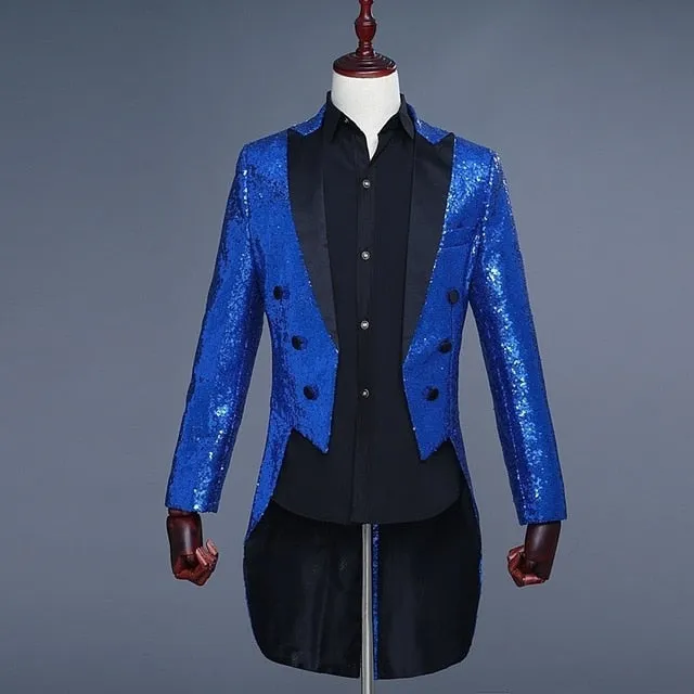 Splendid Sequin Tuxedo Costume Style Men Slim Blazer