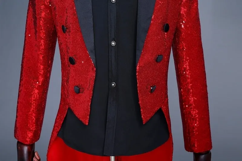 Splendid Sequin Tuxedo Costume Style Men Slim Blazer