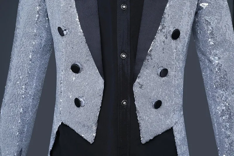 Splendid Sequin Tuxedo Costume Style Men Slim Blazer